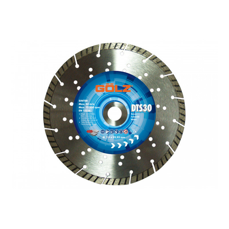 GOLZ - DTS30 - DISQUE DIAMANT TURBO UNIVERSEL - COUPE A SEC OU A EAU - POUR MEULEUSE DIAM 115/125/230 - 5PCS