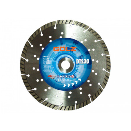 GOLZ - DTS30 - DISQUE DIAMANT TURBO UNIVERSEL - COUPE A SEC OU A EAU - POUR MEULEUSE DIAM 115/125/230 - 5PCS
