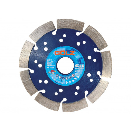 GOLZ GX U12 - DISQUE DIAMANT BETON TECHNIQUE - COUPE A SEC - POUR MEULEUSE DIAM 115/125/230 - 5PC