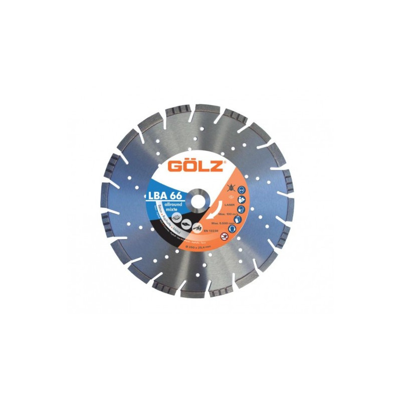 GOLZ LBA66 - DISQUE DIAMANT MIXTE PREMIUM - COUPE A SEC - POUR MEULEUSE DIAM 125/230 - 2PC