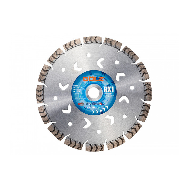 GOLZ RX1 - DISQUE DIAMANT TOUT MATERIAUX GAMME EXCELLENCE - COUPE A SEC - POUR MEULEUSE DIAM 115/125/150/180/230 - 2PC