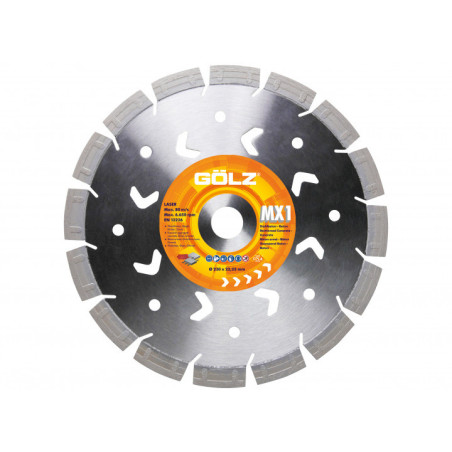 GOLZ MX1 - DISQUE DIAMANT TOUT MATERIAUX GAMME EXCELLENCE - COUPE A SEC - POUR MEULEUSE DIAM 115/125/230 - 2PC