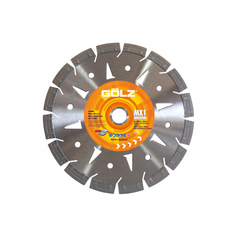 GOLZ WHISPER MX1 - DISQUE DIAMANT TOLE SANSWICH GAMME EXCELLENCE - COUPE A SEC - POUR MEULEUSE DIAM 230