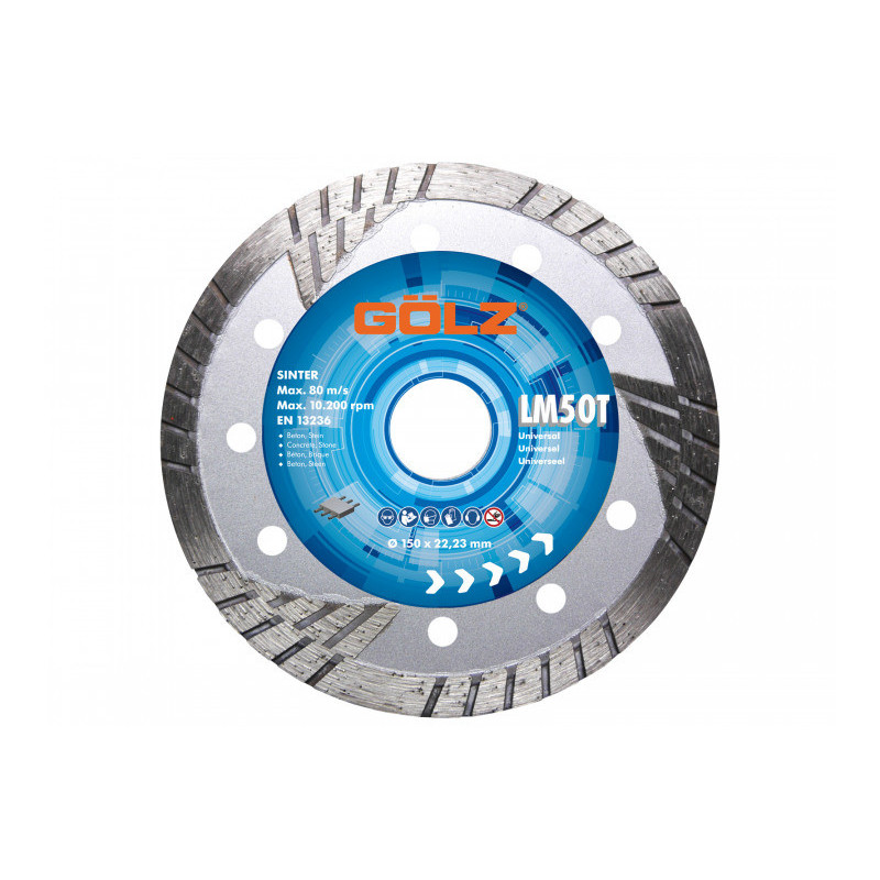 GOLZ LM50 T- DISQUE DIAMANT PIERRE UNIVERSEL PREMIUM - COUPE A SEC - POUR MEULEUSE DIAM 115/125/230 - 2PC