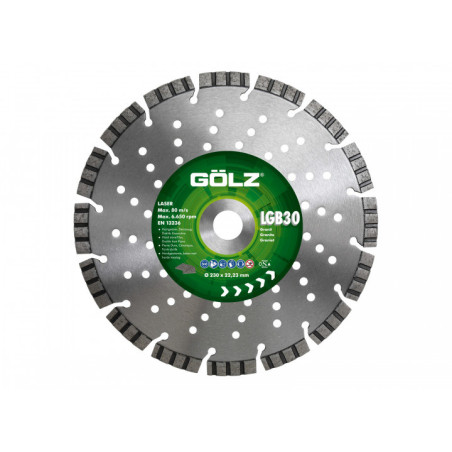 GOLZ LGB30- DISQUE DIAMANT GRANIT PREMIUM - COUPE A SEC - POUR MEULEUSE DIAM 125/230 - 2PC