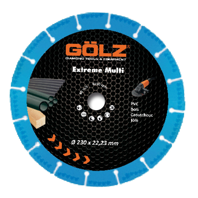 GOLZ - DISQUE CARBURE TUNGSTENE MULTI MATERIAUX - COUPE A SEC - POUR MEULEUSE DIAM 125/230 - 6PC