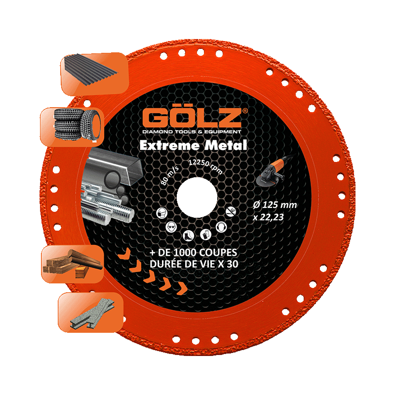 GOLZ - DISQUE EXTREME METAL - COUPE A SEC - POUR MEULEUSE DIAM 125/230 - 6PC