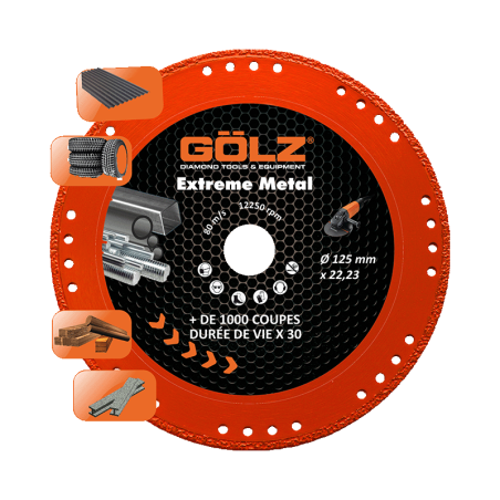 GOLZ - DISQUE EXTREME METAL - COUPE A SEC - POUR MEULEUSE DIAM 125/230 - 6PC