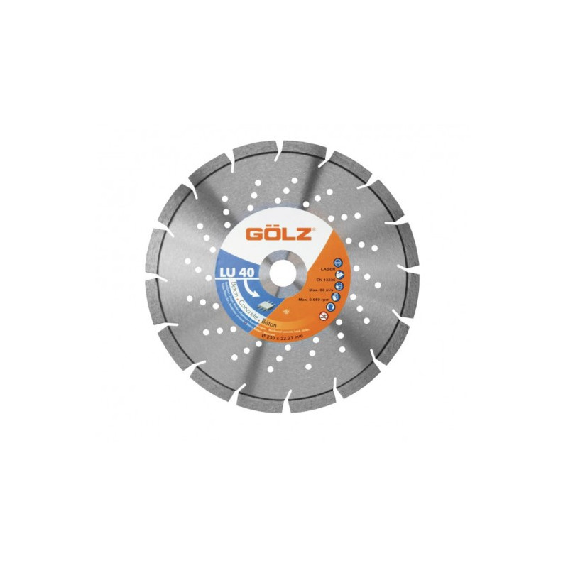 GOLZ LU40 - DISQUE DIAMANT BETON PREMIUM - COUPE A SEC - POUR MEULEUSE DIAM 115/125/150/180/230 - 5PC