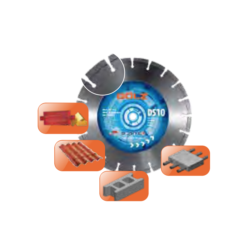 GOLZ DS10 - DISQUE DIAMANT UNIVERSEL BASIC  - COUPE A SEC - POUR MEULEUSE DIAM 115/125/230 - 10PC