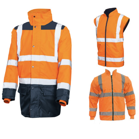 ACTIVE GEAR - PARKA 5 EN 1 ASTRAL HV ORANGE/NAVY - 10PC