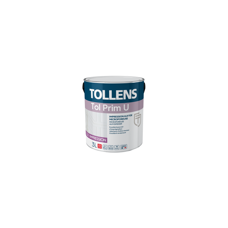 TOLLENS - IMPRESSION ALKYDE MICROPOREUSE HAUTE QUALITE - TOL PRIM U BLANC