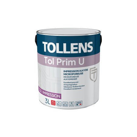 TOLLENS - IMPRESSION ALKYDE MICROPOREUSE HAUTE QUALITE - TOL PRIM U BLANC