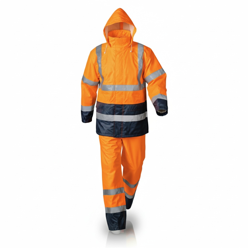 ACTIVE GEAR - ENSEMBLE DE PLUIE RAINSTORM HV ORANGE/NAVY - 20 PIECES