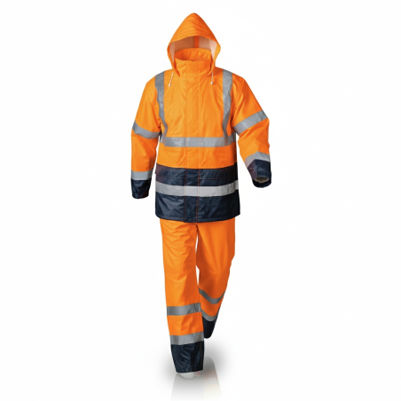 ACTIVE GEAR - ENSEMBLE DE PLUIE RAINSTORM HV ORANGE/NAVY - 20 PIECES
