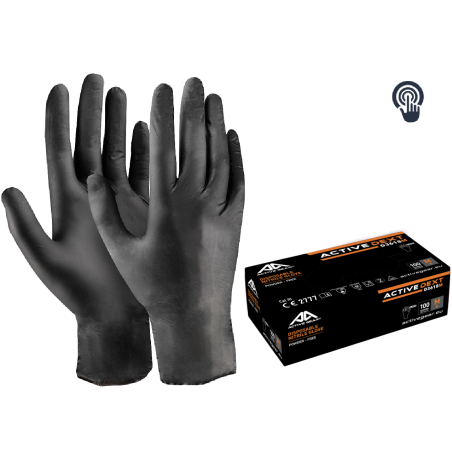 ACTIVE GEAR - GANT NITRILE NOIR NON POUDRE 4.0G - ACTIVE DEXT D3620 - 50 BOITES