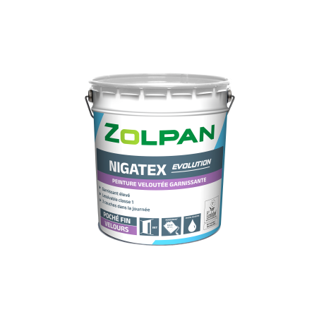 ZOLPAN - PEINTURE ACRYLIQUE GARNISSANTE VELOURS - NIGATEX EVOLUTION VELOURS