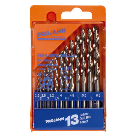 PROJAHN - COFFRET DE FORETS DIN 338 HSS - CO 5% DIAM 1,5-6,5MM PAR 0,5MM + 3,2MM + 4,8MM - 13PCS