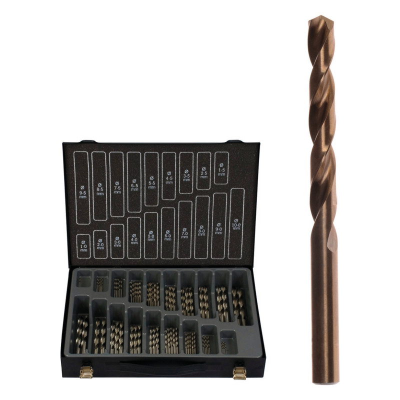 PROJAHN - MAGASIN DE FORETS COUPE A DROITE DIN 338 HSS - CO 5% - DIAM 1-10MM  - 170PCS
