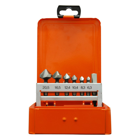 PROJAHN - COFFRET DE FRAISES A NOYER 90° EMMANCHEMENT 6 PANS DIAM 6,3 - 20,5 MM - 7PCS